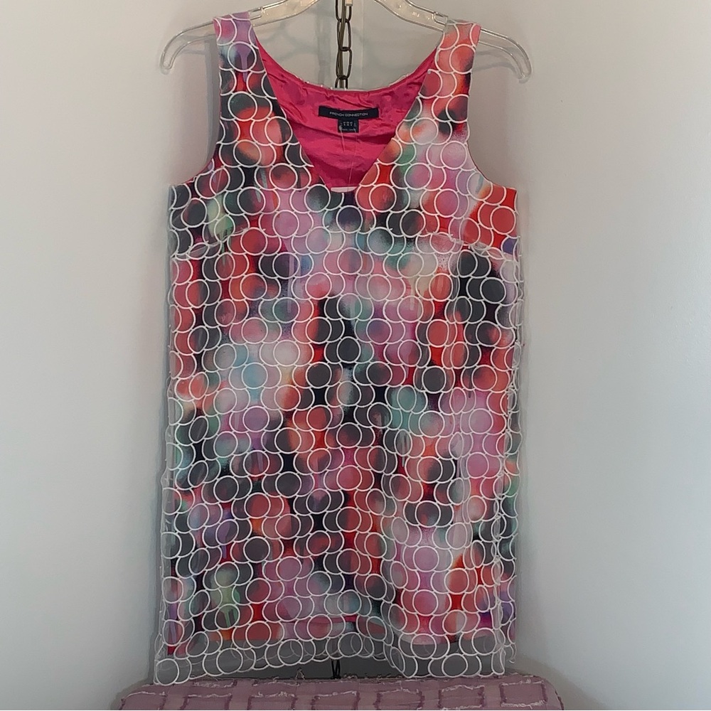 *NWT* French Connection Miami Graffiti Organza Overlay Shift Dress - Picture 2 of 12